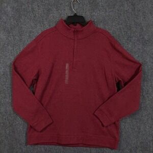 Walter Hagen 11 Pullover Mens Medium Red Quarter Zip Golf Thermal Sweatshirt